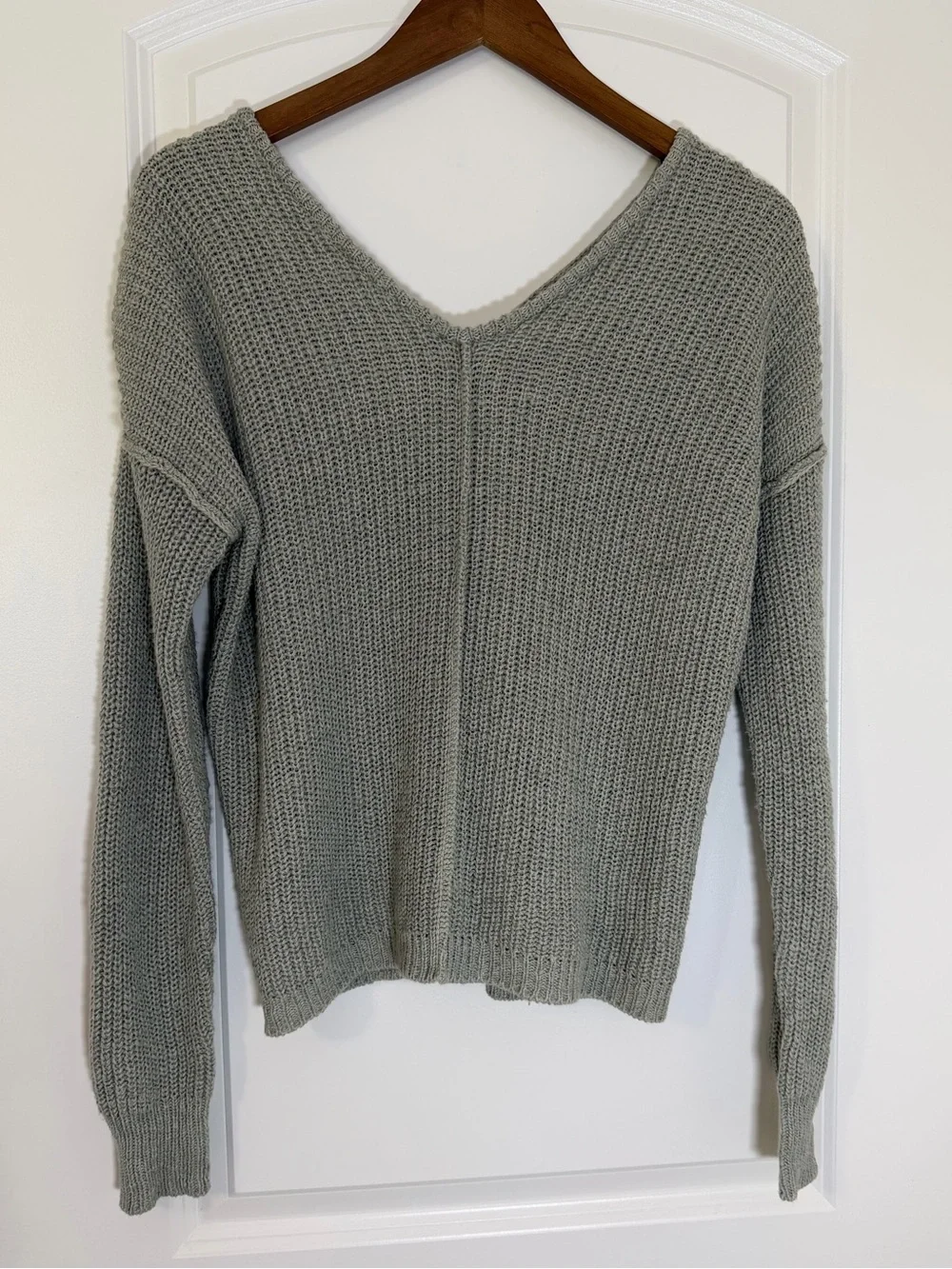 Hippie Rose Gray‎ Knit Cardigan V Neck Button Sweater Coastal Academia Size S